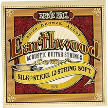 Nacario Ernie Ball Earthwood Ipek Çelik Yumuşak Akustik Gitar Telleri, 12 Telli, 80/20 Bronz, Ölçü 9-46