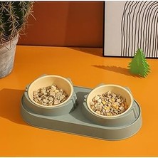 Nacario Duffa Çift Hazneli Plastik Mama Su Kabı, Dayanıklı Hijyenik Mama Kabı Kolay Temizl