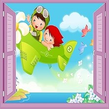 Nacario Çocuk Odası Bebek Odası Pencere Poster Duvar Kağıdı Pilot