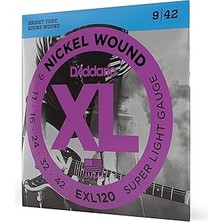 Nacario Daddario EXL120 Elektro Gitar Tel Seti, Xl, 9-42, Nickel Wound, Su