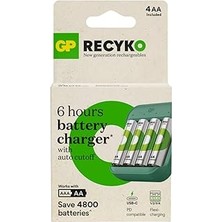Nacario Gp Batteries B423 USB Pil Şarj 4 Adet 2600 Aa Kalem Pilli Set