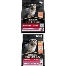Nacario Plan Medium Puppy Somonlu Tam Kuru Orta Irk Yavru Maması, 12 kg + 3 kg