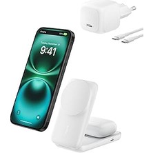 Nacario Belkin Ultracharge Magsafe Uyumlu 2’si 1 Arada Qi2 25W Kablosuz Şarj Istasyonu, Iphone 16, Airpods,