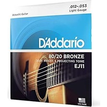 Nacario Daddario EJ11 Akustik Gitar Tel Seti, 80/20 Bronze, Light Gauge,