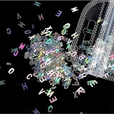 Nacario Hologram Harf Glitter 5gr, Reçine Alfabe Holografik Tırnak Makyaj Süs Malzeme