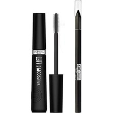 Nacario Paris Telescopic Lift Maskara + Tattoo Liner Jel Göz Kalemi, 900 Deep Onyx (Siyah)