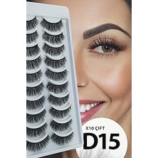 Nacario Ruby Face Doğal Görünümlü Ipek Bütün 10LU Takma Kirpik Seti- 10 Çift Gerçek Takma Kirpik- Model: D1