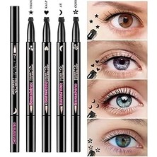 Nacario 4 Adet Çift Taraflı Yıldız Çiçek Ay Desenli Eyeliner Waterproof