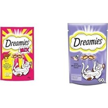 Nacario Dreamies Seti | Kuru Sığırlı Peynirli, 60 G X2 + Ördekli Ödül 60 gr X2