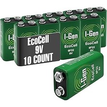 Nacario I-Gen Ecocell Çinko Karbon 9V (6F22) 9 Volt Pil 10'lu Paket