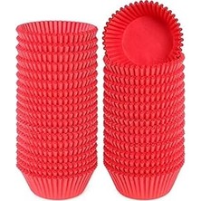 Nacario Takribi 200 Adet Mini Boy Kırmızı Truff Çikolata Kağıdı, Lokum Kağıdı, Muffin Kek Kalıbı 30X20 mm D