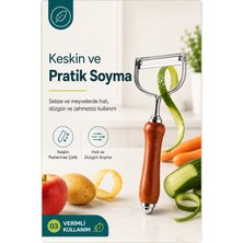 Renas Store Tek Başlıklı Ahşap Saplı Metal Soyacak Sebze ve Meyve Için Pratik Kullanım
