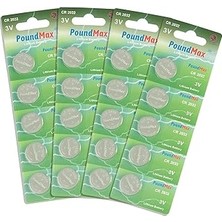 Nacario 20 x Poundmax CR2032,DL2032 3V Poundmax Lityum Düğme Pil,airtag,araba Anahtarlık,uzak Kumandalı Ara