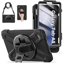 Nacario Constrain - Galaxy Tab A9 SM-X110 Tank Kılıf Omuz Askılı 360 Dönen Standlı Tam K