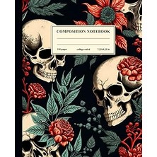 Nacario Composition Notebook College Ruled: Floral Skulls Illustration Composition Book | Pretty Ae