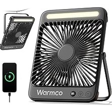 Nacario Warmco 20000MAH 8 Inç Taşınabilir Kamp Fanı, 48 Saat Maksimum Çalışma Süresi, LED Işık, Sessiz Ince