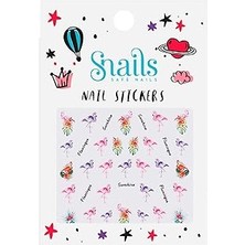 Nacario Snails 518084 Çocuk Tırnak Çıkartması, Motif: Flamingolar, Çıkarılabilir