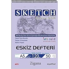 Nacario Zigana A5 Spiralli Eskiz Defteri – 50 Yaprak, 120 gr Çizim Bloknotu, Sanat Defteri