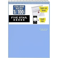 Nacario Five Spiral Defter + Çalışma Uygulaması, 1 Konu, Kolej Çizgili Not Defteri, 8-1/2 "x 11