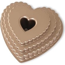 Nacario Nordic Ware Cast Bundt Bakeware Katmanlı Kalp, 12 Bardak, Şekerleme