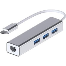 Nacario Mmobiel USB Tip C Ethernet 1000MBPS - 1 Gigabit RJ45 Adaptör 3 USB Bağlantı Noktası 3.0 Data Hub