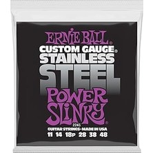 Nacario Ernie Ball Power Slinky Paslanmaz Çelik Yara Elektro Gitar Telleri, Ölçü 11-48