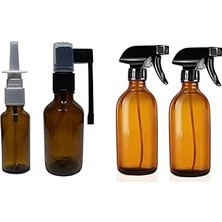 Nacario 2 Adet 50 ml Ağız Sprey, 30 ml Burun Sprey 2 Adet, 250 ml Sprey 2 Adet Boş Amber Renk Cam Set Şişe