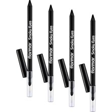 Nacario Smoky Eyes Mat Bitişli & Suya Dayanıklı Sünger Başlıklı Göz Kalemi (4 Paketi)