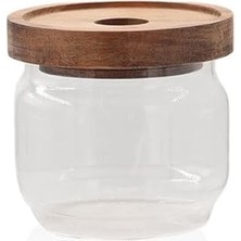 Nacario Ahşap Kapaklı Cam Saklama Kabı 300 ml