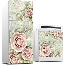 Nacario Buzdolabı Bulaşık Makinası Beyaz Eşya Sticker Kaplama 3D Gül