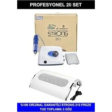 Nacario Fontenay Strong 210 Freze Makinesi + 3 Fanlı Toz Toplama Seti, Protez Tırnak, Renkli