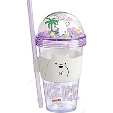 Nacario We Bare Bears Ice Bear Simli Plastik Pipetli Kapaklı Suluk