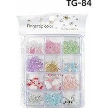 Nacario Fontenay Charm 3D Tırnak Süsleme, Protez Tırnak Nail Süsleme, Karışık Desenli, Çok Renkli, Tg-8