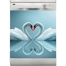 Nacario Bulaşık Makinesi Sticker Kaplama Beyaz Eşya Kaplama Çift Beyaz Kuğu