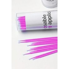 Nacario Ruby Face Microbrush Ipek Kirpik Çubukları 100 Adet Mikrobrush Fırça