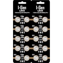 Nacario I-Gen Batteries LR44 1.5V Alkalin Düğme Pil (AG13, A76, L1154) (20'li Paket)