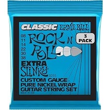 Nacario Ernie Ball Ekstra Slinky Klasik Rock And Roll Elektro Gitar Dizeleri Saf Nikel Yara 3'lü Paket Ölçe
