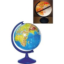 Nacario Işıklı Küre - 30 cm - Hem Siyasi Hem Fiziki Dünya Küresi Büyük Boy Eğitici Yer Küre