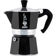 Nacario - Moka Express Siyah: 3 Cups Ocak Üstü Espresso Pişirici - 130ML - Alüminyum Gövde - Paten