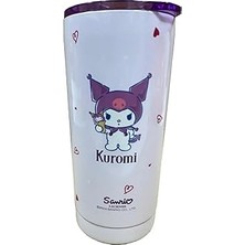 Nacario Miniso Sanrio Kuromi Paslanmaz Çelik Bardak Dekoratif Kılıflı 550 ml