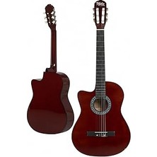 Nacario CG-396BRW Sap Ayarlı 4/4 Yetişkin Boy Solak Klasik Gitar Seti, Kahverengi