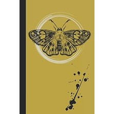 Nacario Notebook. Moth With Ink Splatter. Yellow. 120 Lined Pages. Softbound/paperback (5.25X8 In)