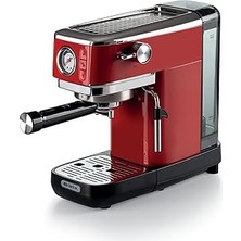 Nacario Ariete Moderna Espresso Slim Kahve Makinesi Kırmızı 1381/13 - Metal Espresso Kahve Makinesi, Öğütül