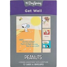 Nacario Dayspring Tebrik Kartları Geçmiş Olsun, Ekru Renkli Zarflarla Kabartmalı, 12 Adet, Peanuts (775