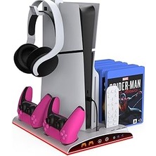 Nacario Hobimtek TP5-3570 Ps5 Soğutucu Organizatör 2 Fanlı Stand Kol Şarj Edici Stand 3 USB Hub Kulaklık Pl
