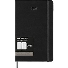Nacario Moleskine 12 Ay 2025 Haftalık Dikey Planlayıcı, Sert Kapak, Büyük (5" x 8.2"), Siyah, 288 Sayfa