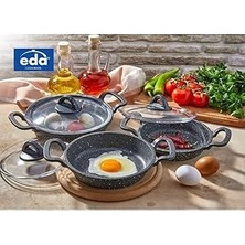 Nacario Eda ZK-905 Büyük Boy Asya 3'lü Granit Döküm Kapaklı Sahan Set