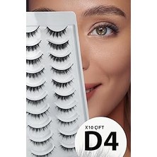 Nacario Ruby Face Doğal Görünümlü Ipek Bütün 10LU Takma Kirpik Seti- 10 Çift Gerçek Takma Kirpik- Model: D4