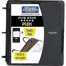 Nacario Five Flex Doldurulabilir Not Defteri + Çalışma Uygulaması, Kolej Çizgili Kağıt, 2,5 cm Techloc