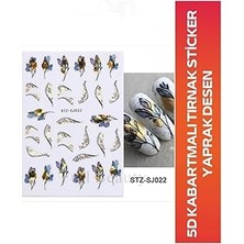 Nacario Fontenay 5d Kabartmalı Tırnak Sticker Nail Sticker Yaprak Desen STZ-SJ022 Çok Renkli